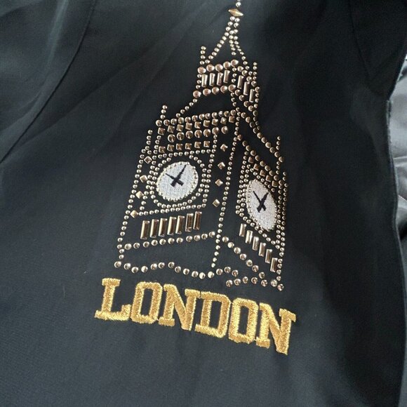 Philippe Marques Womens Button Down Long Sleeve Sweater Black Rhinestones London - Picture 6 of 11